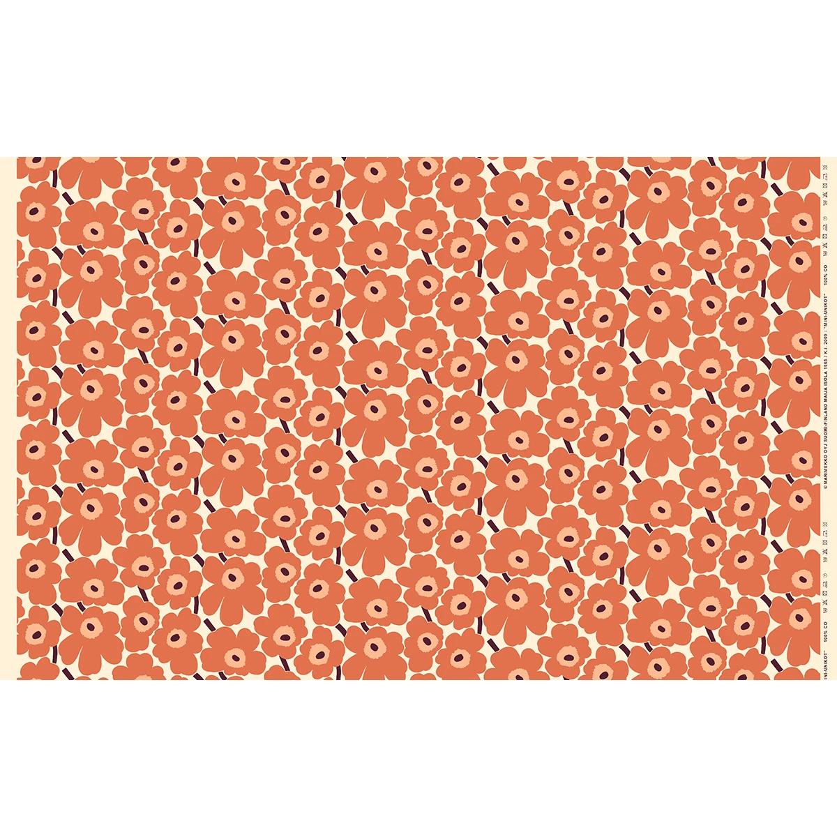 Marimekko Pieni Unikko Apricot / Peach / Burgundy Acrylic-Coated Fabric 5 Marimekko Pieni Unikko Apricot / Peach / Burgundy Acrylic-Coated Fabric - Image 3