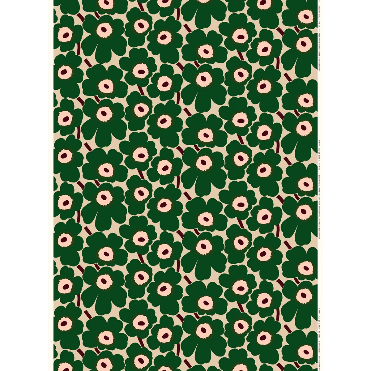 Marimekko Pieni Unikko Beige / Green Acrylic-coated Fabric 3 Marimekko Pieni Unikko Beige / Green Acrylic-coated Fabric
