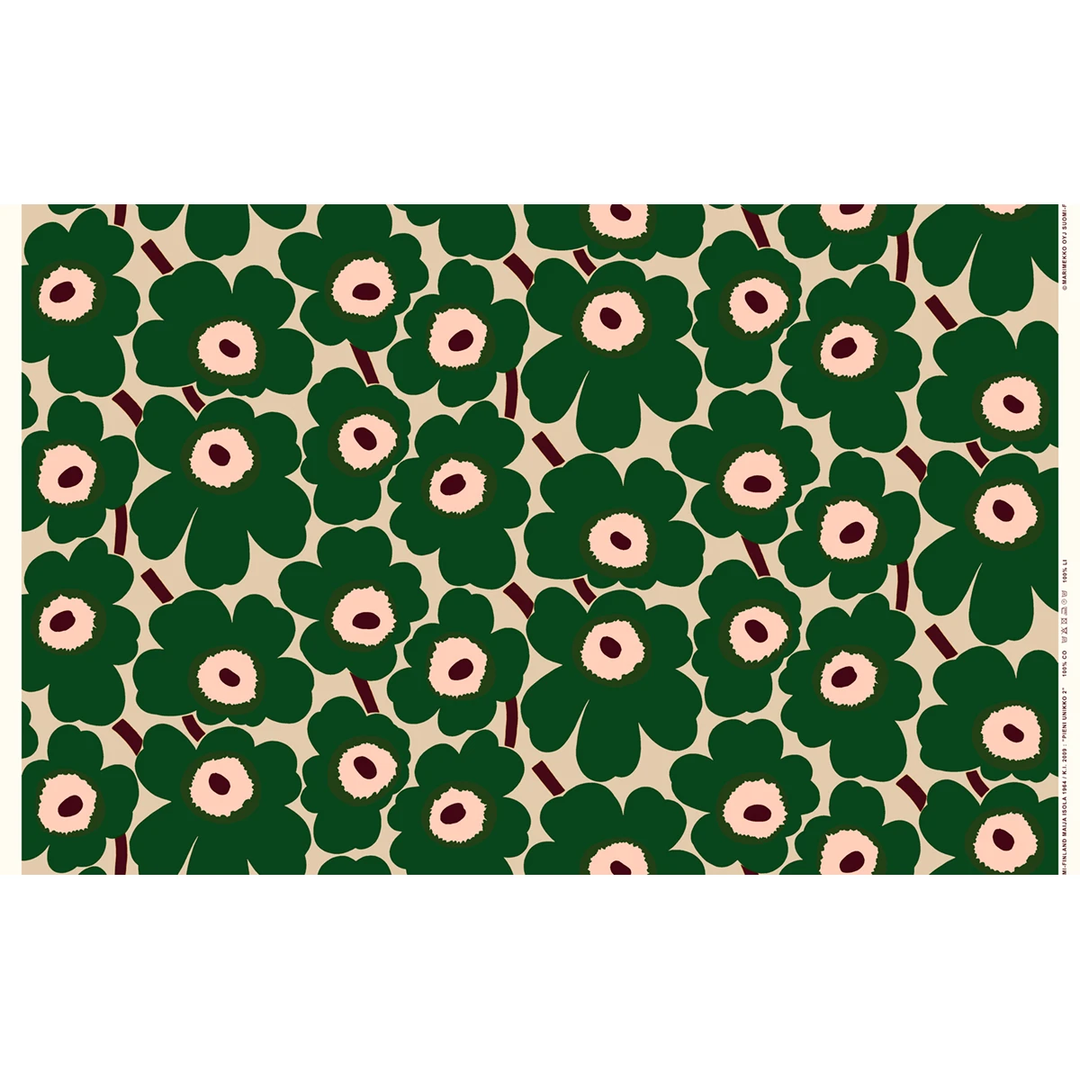 Marimekko Pieni Unikko Beige / Green Acrylic-coated Fabric 4 Marimekko Pieni Unikko Beige / Green Acrylic-coated Fabric - Image 2