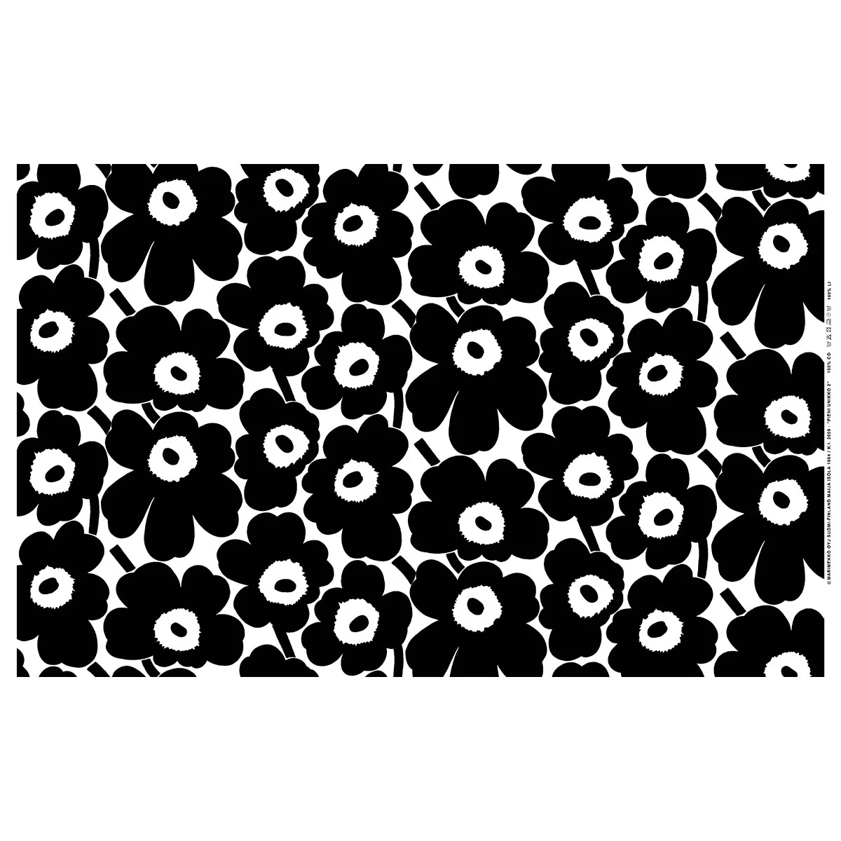 Marimekko Pieni Unikko Black / White Cotton Fabric 4 Marimekko Pieni Unikko Black / White Cotton Fabric - Image 2