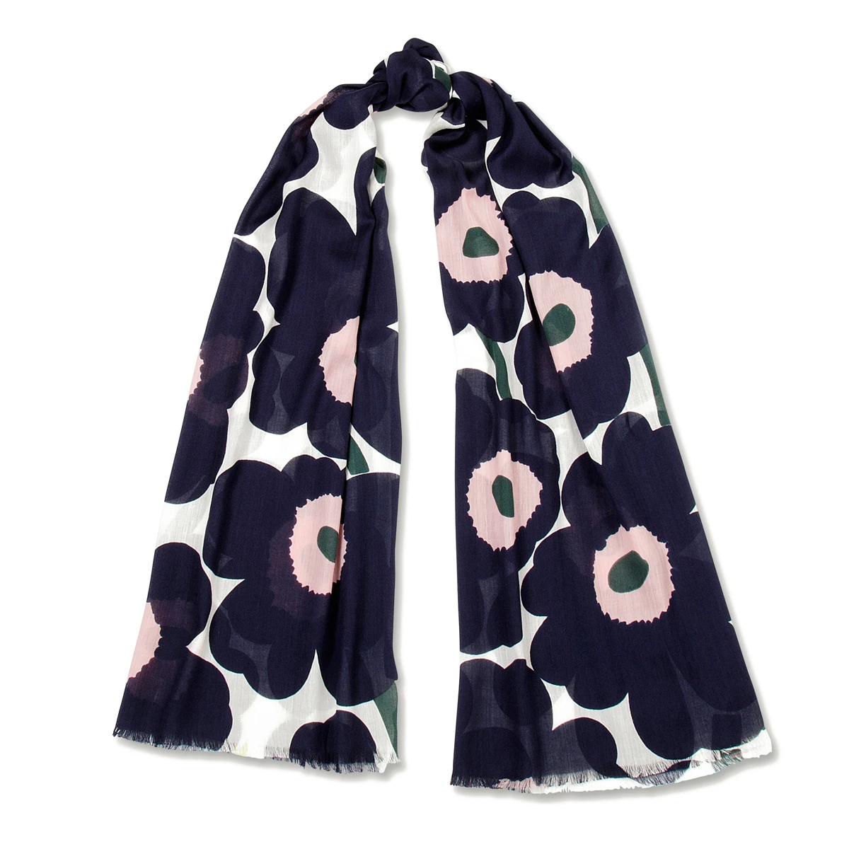 Marimekko Pieni Unikko Navy / Pink / Green Koton Scarf 4 Marimekko Pieni Unikko Navy / Pink / Green Koton Scarf - Image 2