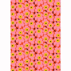 Marimekko Pieni Unikko Orange / Pink Acrylic-Coated Cotton Fabric