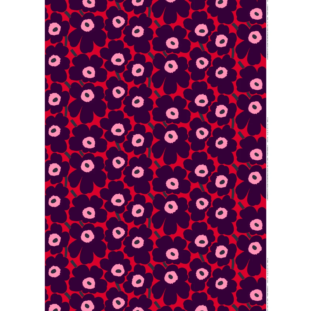 Marimekko Pieni Unikko Red / Plum / Pink Acrylic-coated Cotton 3 Marimekko Pieni Unikko Red / Plum / Pink Acrylic-coated Cotton