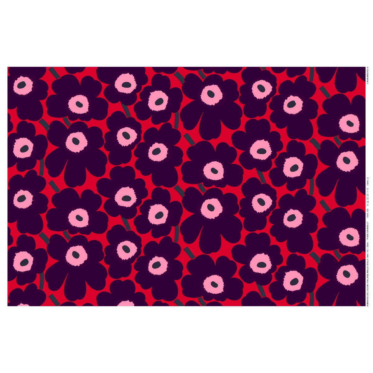 Marimekko Pieni Unikko Red / Plum / Pink Acrylic-coated Cotton 4 Marimekko Pieni Unikko Red / Plum / Pink Acrylic-coated Cotton - Image 2