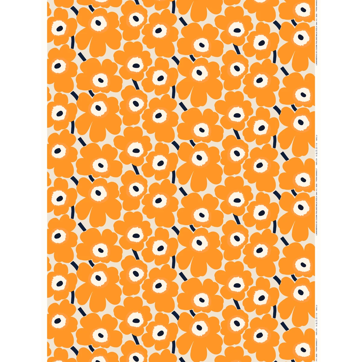 Marimekko Pieni Unikko Saffron / Navy Acrylic-coated Cotton Fabric 5 Marimekko Pieni Unikko Saffron / Navy Acrylic-coated Cotton Fabric - Image 3