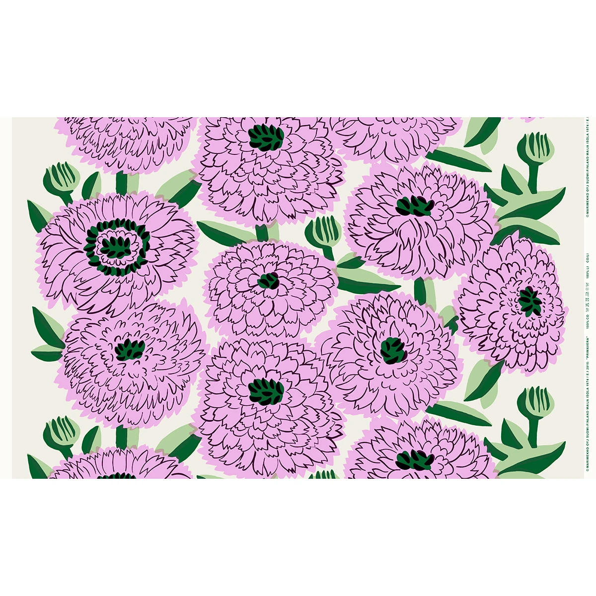 Marimekko Primavera Ecru / Lilac / Green Acrylic-coated Fabric 3 Marimekko Primavera Ecru / Lilac / Green Acrylic-coated Fabric