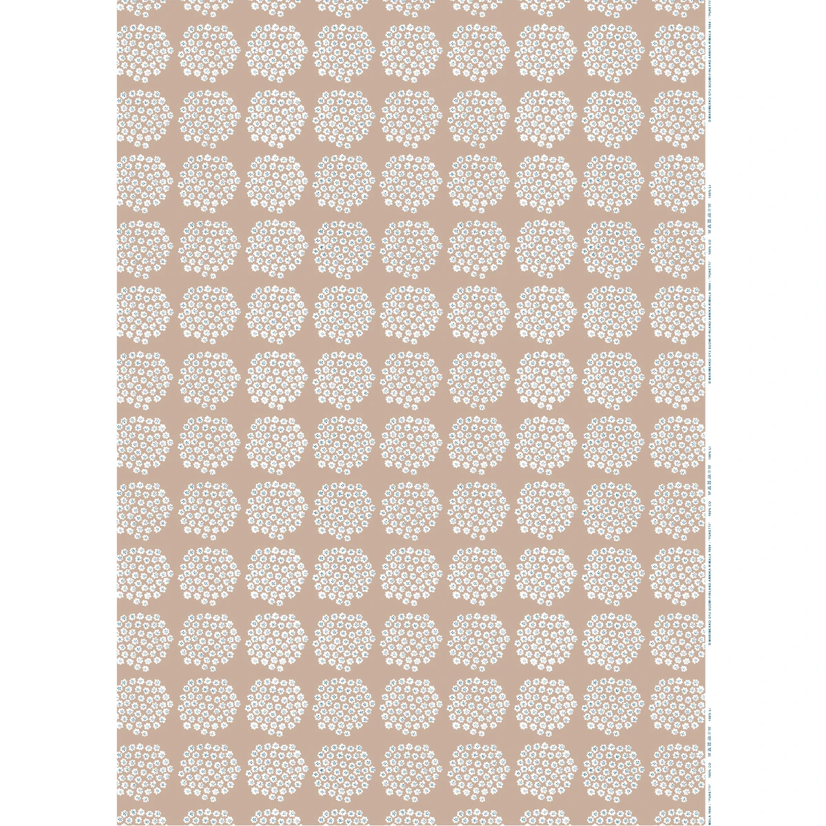 Marimekko Puketti Beige / White / Blue PVC-Coated Cotton Fabric 3 Marimekko Puketti Beige / White / Blue PVC-Coated Cotton Fabric