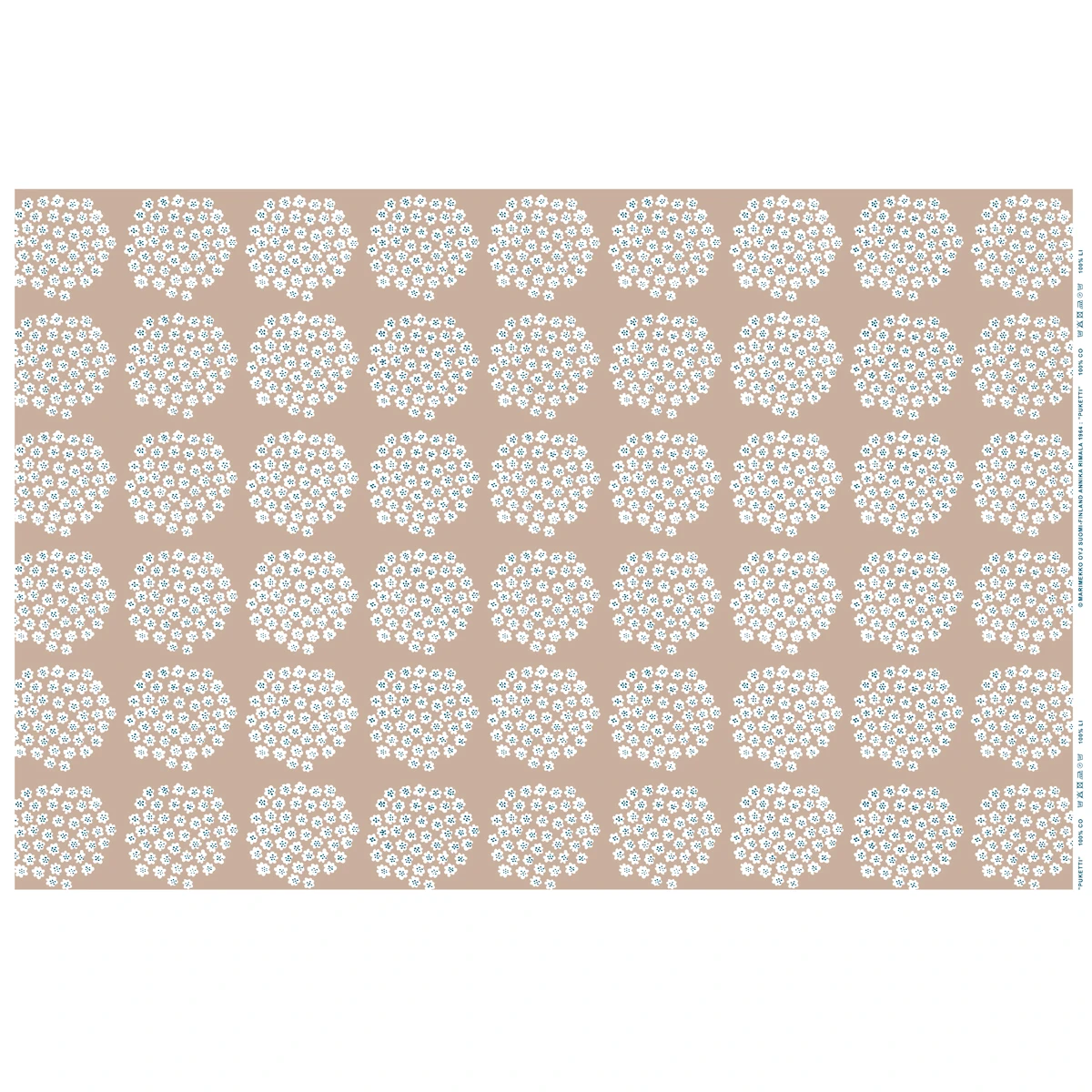 Marimekko Puketti Beige / White / Blue PVC-Coated Cotton Fabric 4 Marimekko Puketti Beige / White / Blue PVC-Coated Cotton Fabric - Image 2