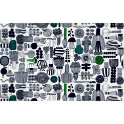 Marimekko Puutarhurin Parhaat Black / Grey / Green Acrylic-Coated Cotton Fabric -home decoration marimekko puutarhurin parhaat black gray green acrylic coated cotton fabric 28