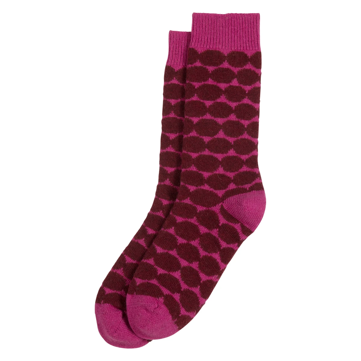 Marimekko Rasymatto Pink / Burgundy Wool Riuska Socks 3 Marimekko Rasymatto Pink / Burgundy Wool Riuska Socks