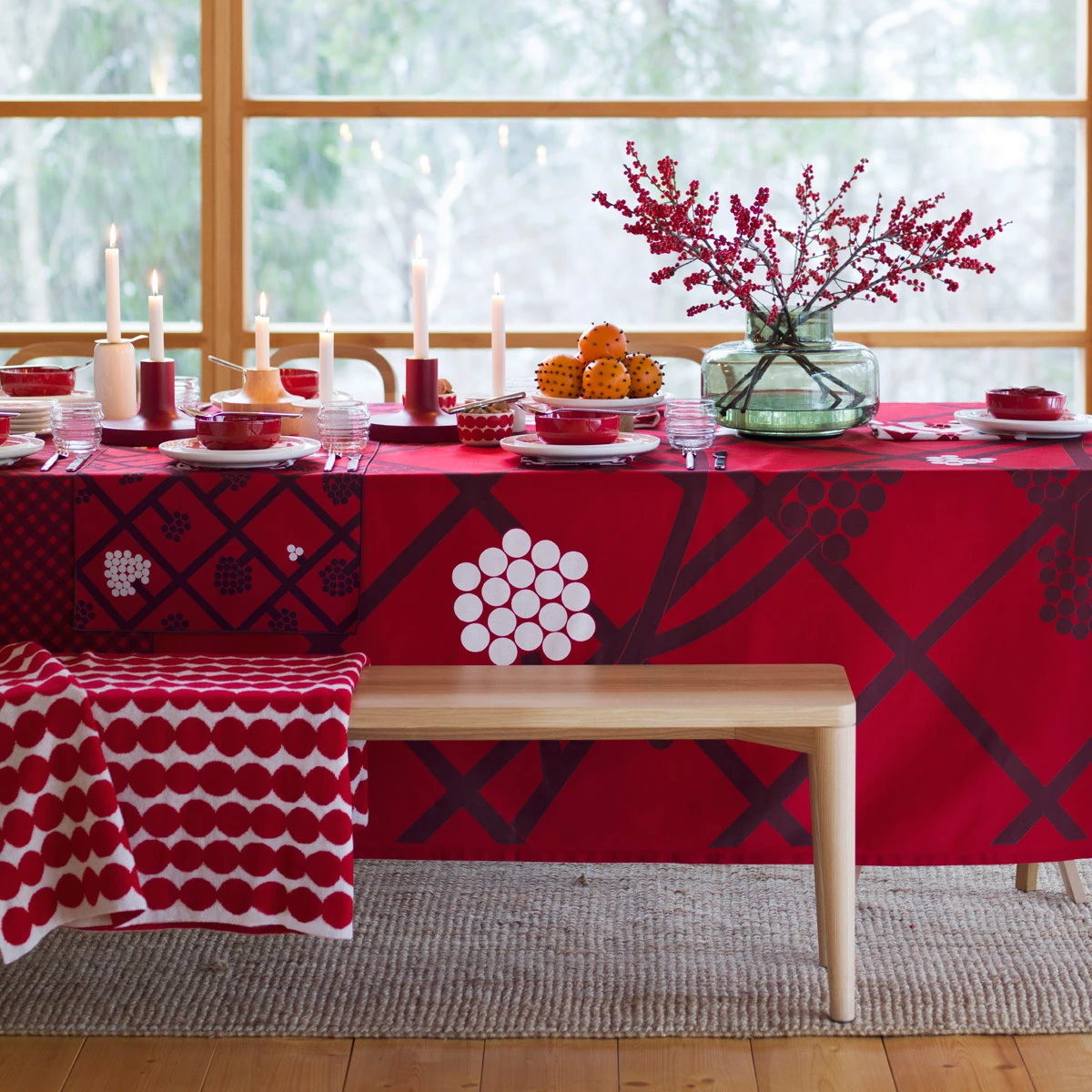Marimekko Rasymatto Red / White Blanket 4 Marimekko Rasymatto Red / White Blanket - Image 2