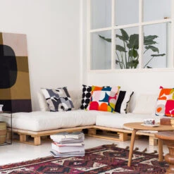 Marimekko Ruutu-Unikko Black Throw Pillow -home decoration marimekko ruutu unikko black throw pillow 117