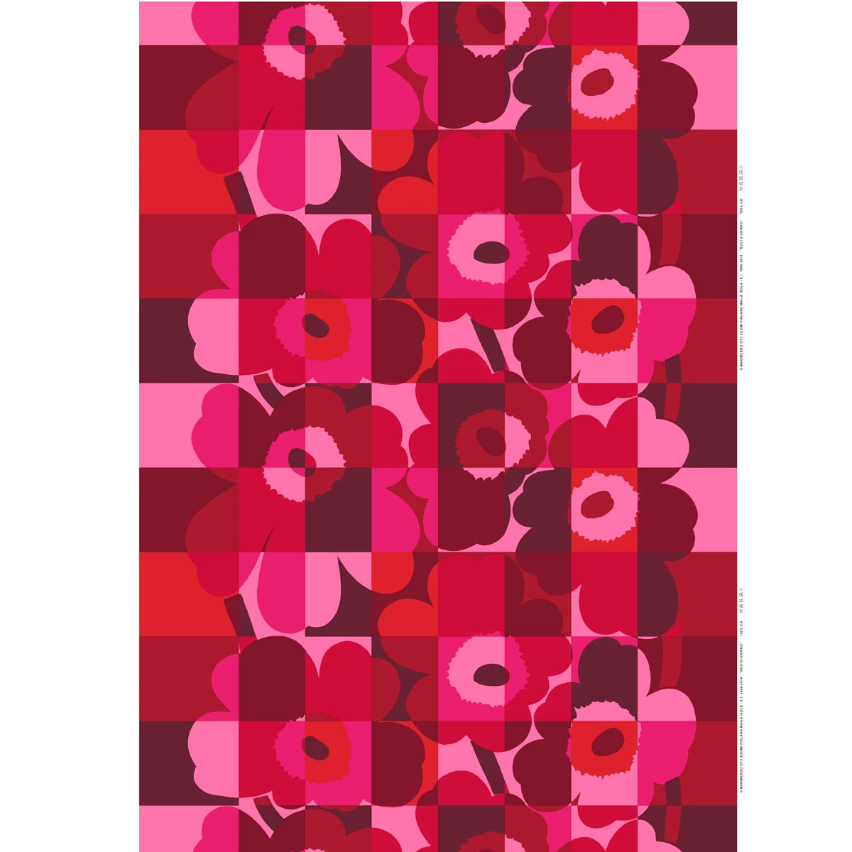 Marimekko Ruutu-Unikko Red/Pink PVC Fabric 4 Marimekko Ruutu-Unikko Red/Pink PVC Fabric - Image 2