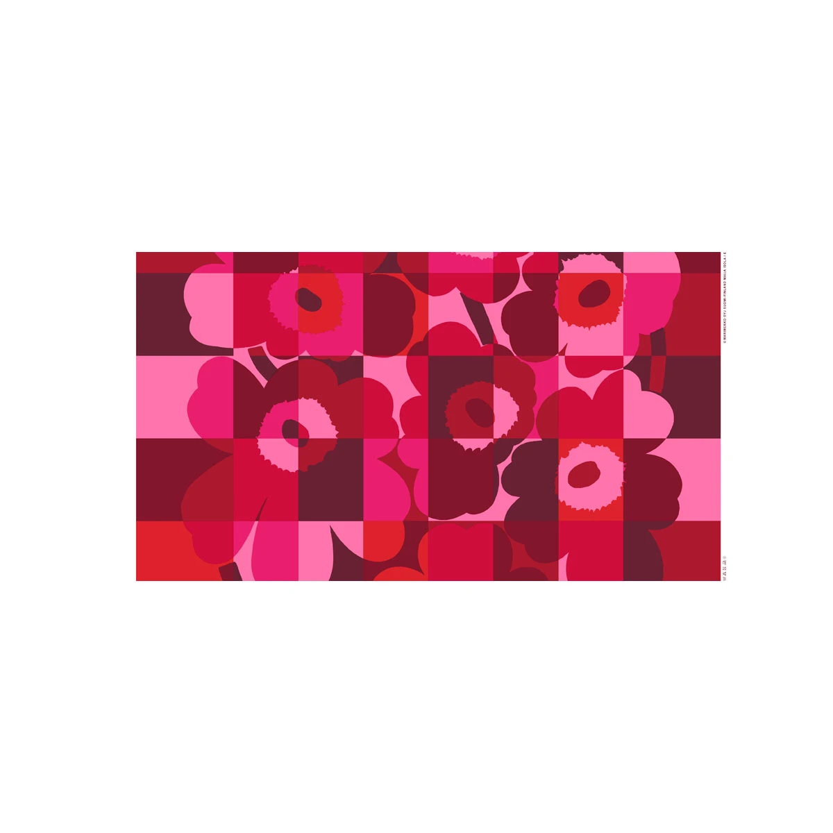 Marimekko Ruutu-Unikko Red/Pink PVC Fabric 3 Marimekko Ruutu-Unikko Red/Pink PVC Fabric