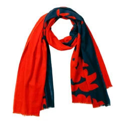 Marimekko Samovaari Dark Blue / Red Laara Scarf