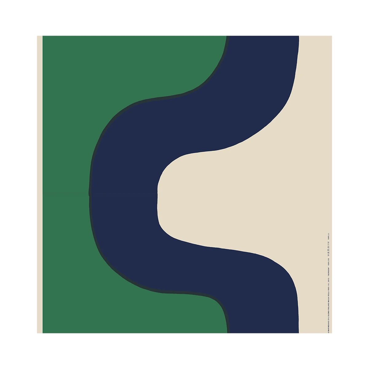 Marimekko Seireeni Green / Navy / Beige Cotton-Linen Fabric Repeat 3 Marimekko Seireeni Green / Navy / Beige Cotton-Linen Fabric Repeat