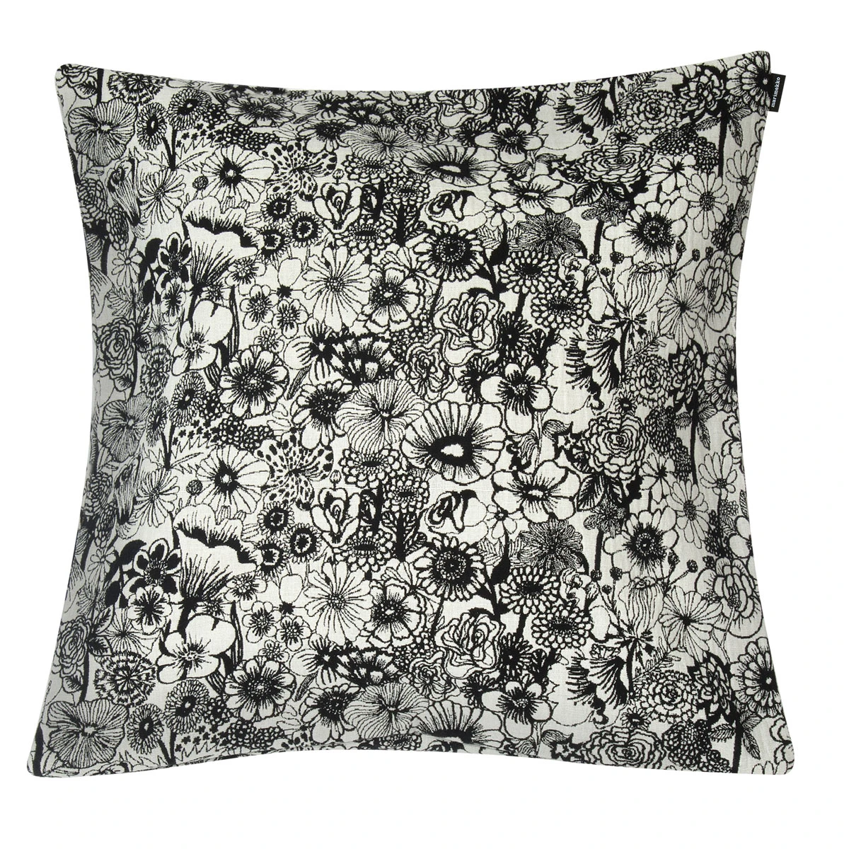 Marimekko Seppelekukat Ecru / Black Large Throw Pillow 4 Marimekko Seppelekukat Ecru / Black Large Throw Pillow - Image 2