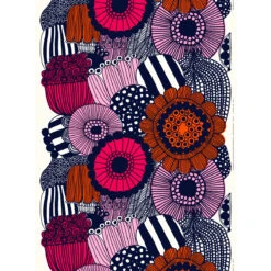 Marimekko Siirtolapuutarha White / Navy / Multi Fabric Repeat