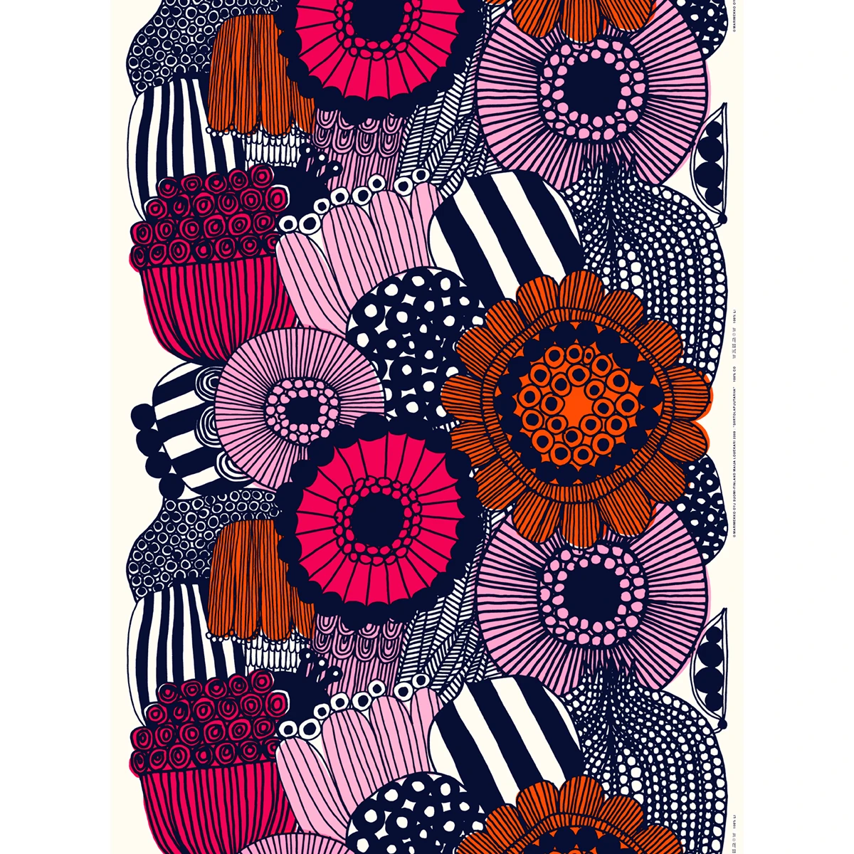 Marimekko Siirtolapuutarha White / Navy / Multi Fabric Repeat 3 Marimekko Siirtolapuutarha White / Navy / Multi Fabric Repeat