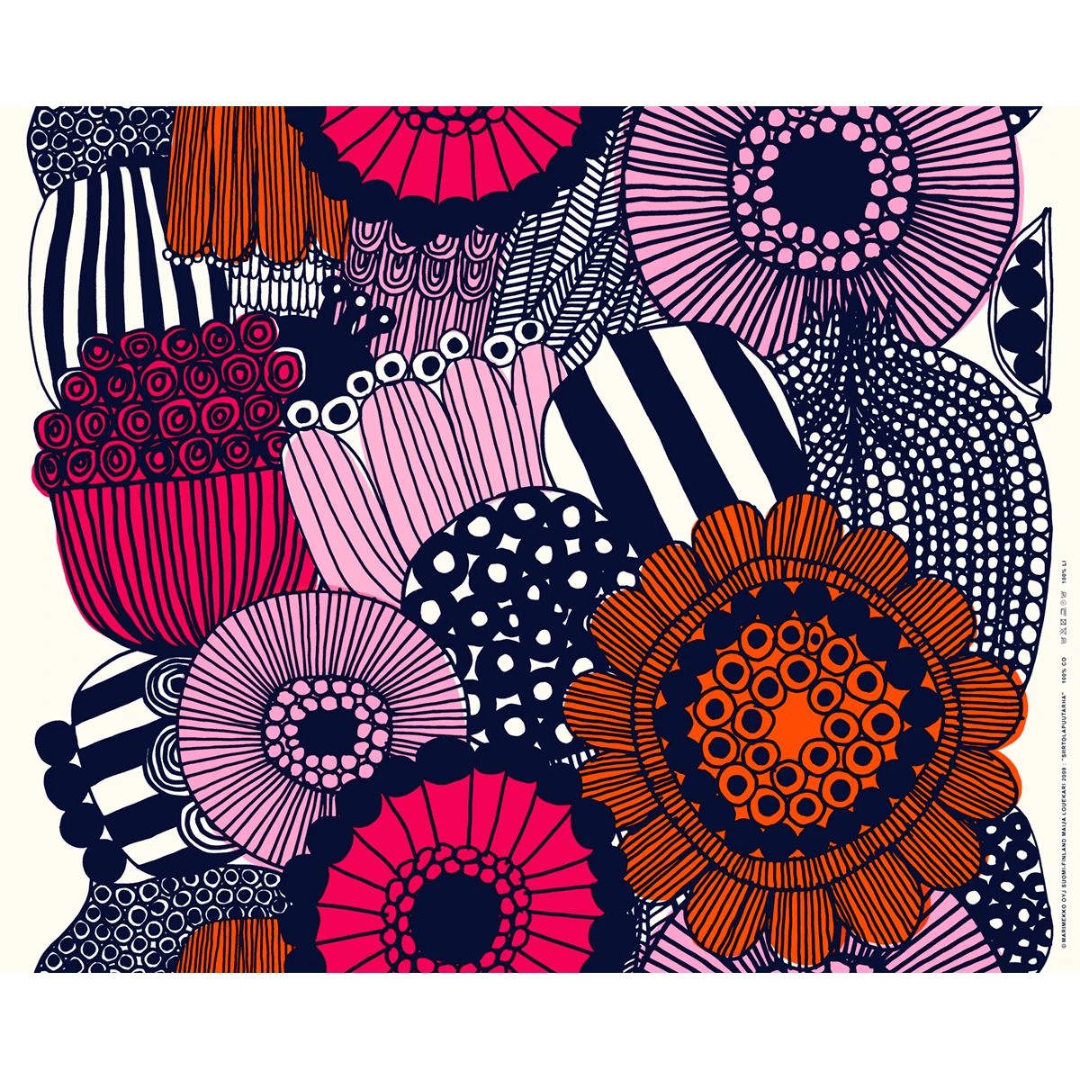 Marimekko Siirtolapuutarha White / Navy / Multi Fabric Repeat 4 Marimekko Siirtolapuutarha White / Navy / Multi Fabric Repeat - Image 2