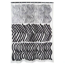 Marimekko Silkkikuikka Black & White Long Polyester Shower Curtain