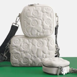 Marimekko Soft Gratha Unikko White Leather Shoulder Bag - Anniversary Edition