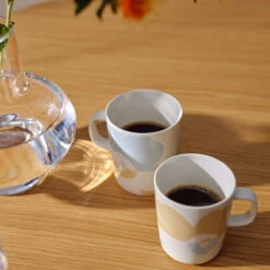 Marimekko Suur Unikko Beige / Aqua Mugs - Boxed Set Of 2 -home decoration marimekko suur unikko beige aqua mugs boxed set of 2 64