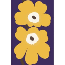 Marimekko Unikko 50th Anniversary Violet / Mustard Sateen Fabric Repeat -home decoration marimekko unikko 50th anniversary plum mustard sateen fabric repeat 32