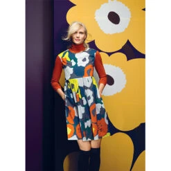 Marimekko Unikko 50th Anniversary Violet / Mustard Sateen Fabric Repeat -home decoration marimekko unikko 50th anniversary violet mustard sateen fabric repeat 126