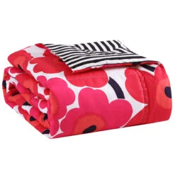Marimekko Unikko Red / Ajo Black Reversible Full / Queen Blanket -home decoration marimekko unikko ajo blanket fq 16