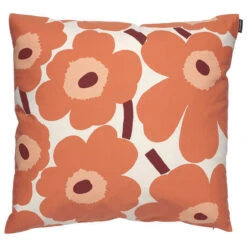 Marimekko Unikko Apricot / Peach / Burgundy Large Throw Pillow