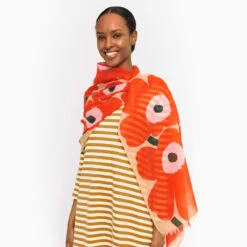Marimekko Unikko Beige / Orange / Pink / Green Fiore Scarf 6 Marimekko Unikko Beige / Orange / Pink / Green Fiore Scarf -home decoration marimekko unikko beige orange pink green fiore scarf 38