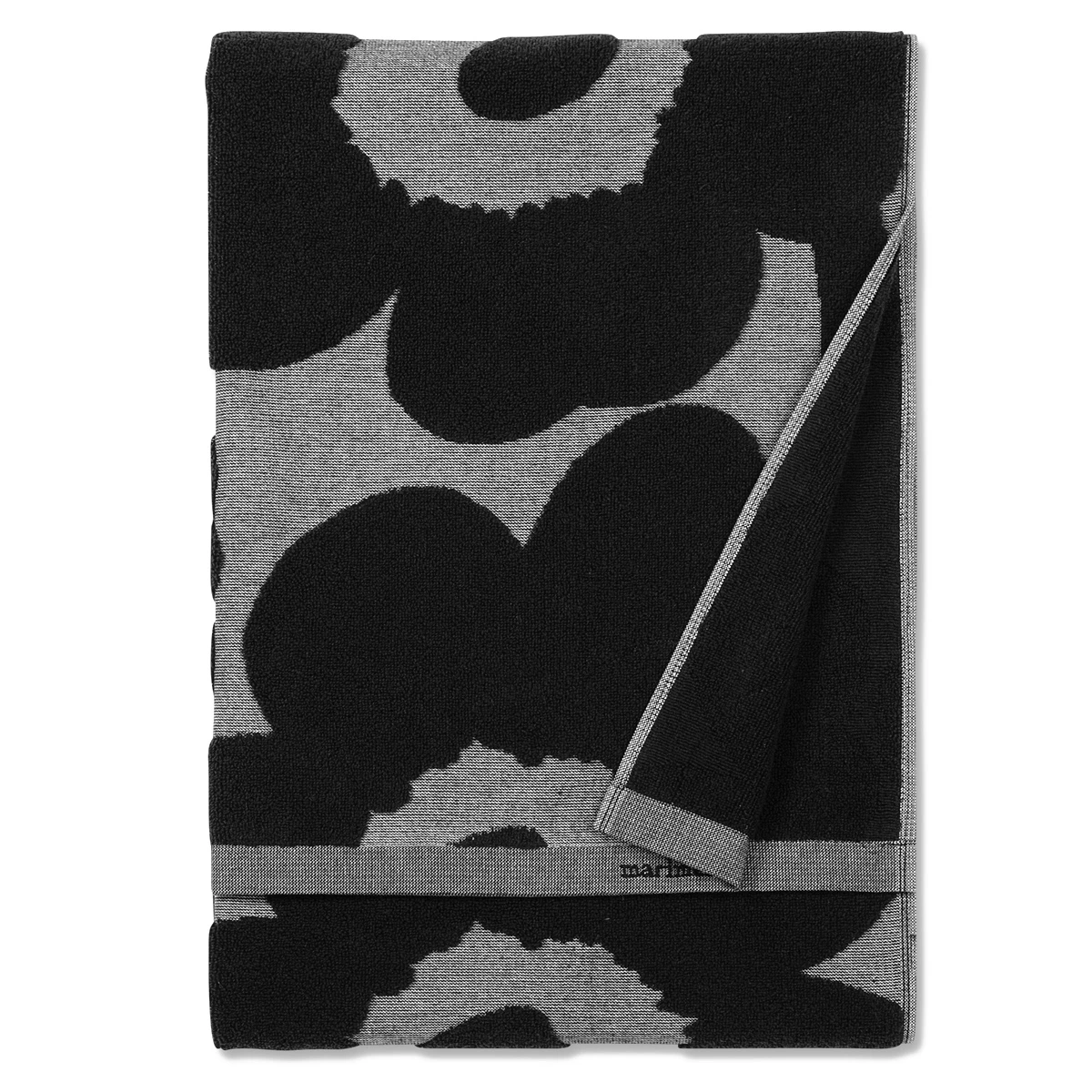 Marimekko Unikko Black / Grey Jacquard Bath Towel 4 Marimekko Unikko Black / Grey Jacquard Bath Towel - Image 2