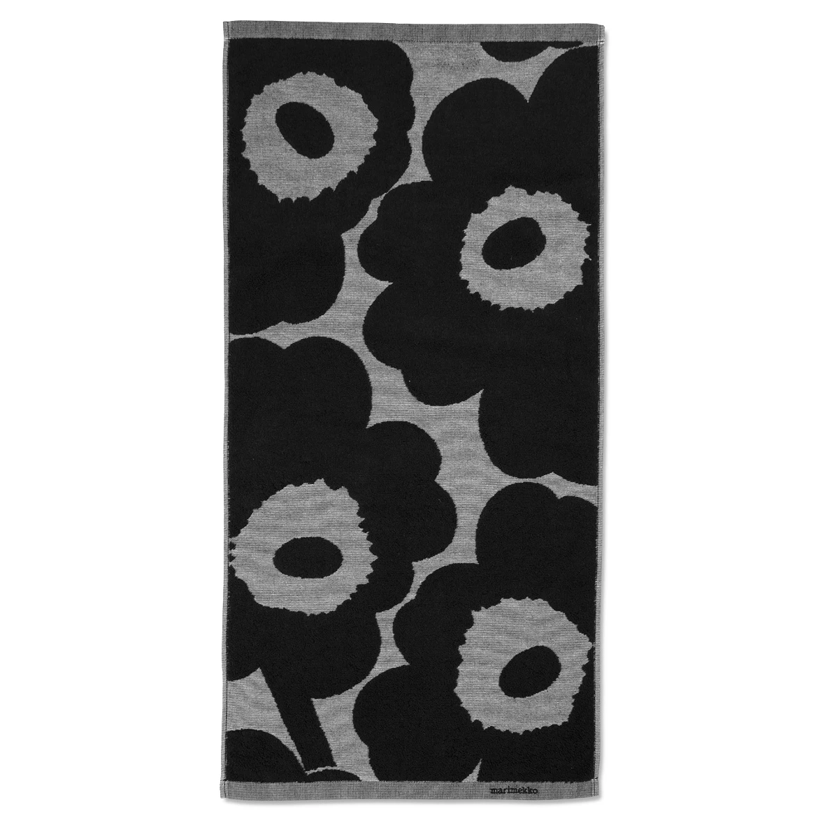 Marimekko Unikko Black / Grey Jacquard Hand Towel 4 Marimekko Unikko Black / Grey Jacquard Hand Towel - Image 2