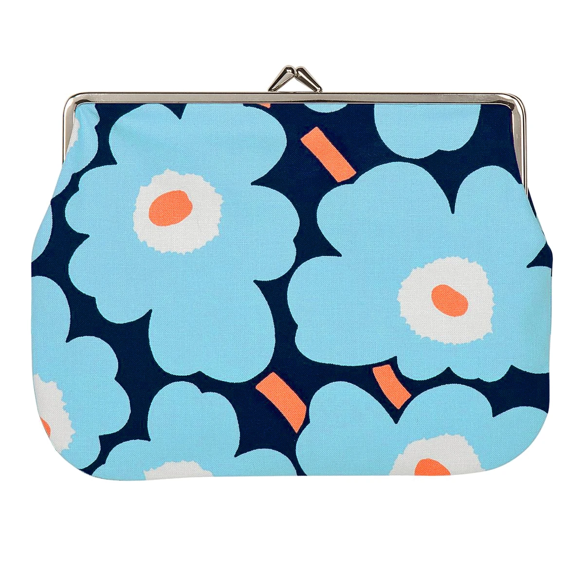 Marimekko Unikko Blue / Peach Large Coin Purse 3 Marimekko Unikko Blue / Peach Large Coin Purse