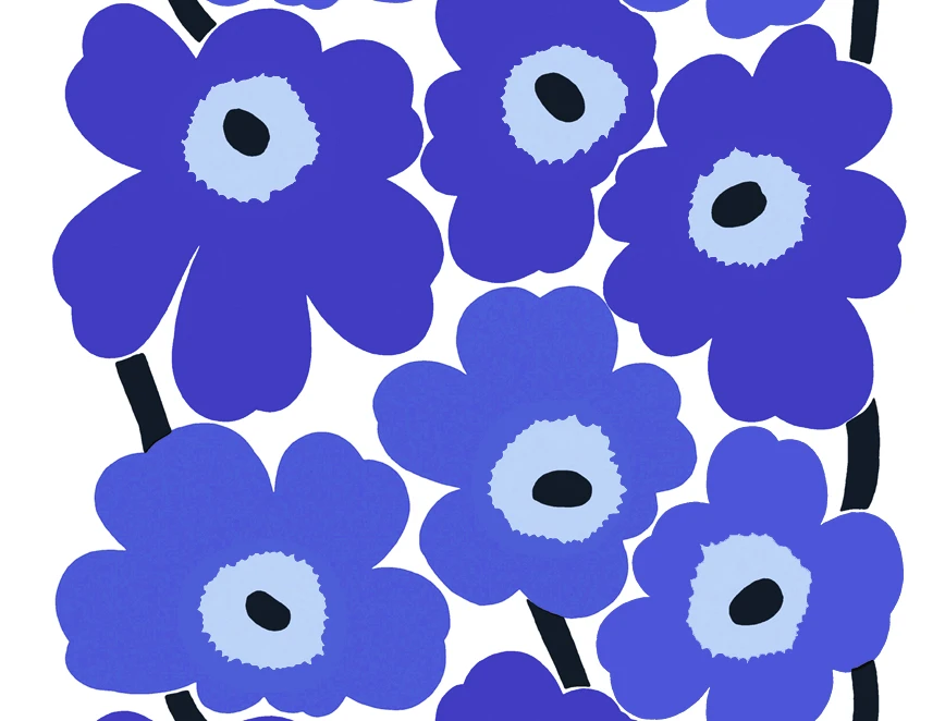 Marimekko Unikko Blue PVC Fabric 4 Marimekko Unikko Blue PVC Fabric - Image 2