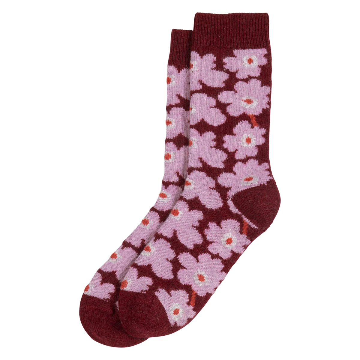 Marimekko Unikko Burgundy / Lilac Wool Umina Socks 3 Marimekko Unikko Burgundy / Lilac Wool Umina Socks