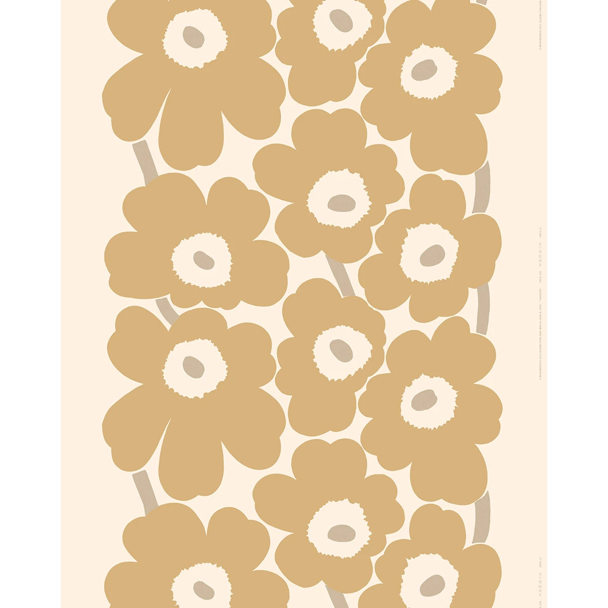 Marimekko Unikko Cotton Sateen Beige / White / Silver Fabric 4 Marimekko Unikko Cotton Sateen Beige / White / Silver Fabric - Image 2