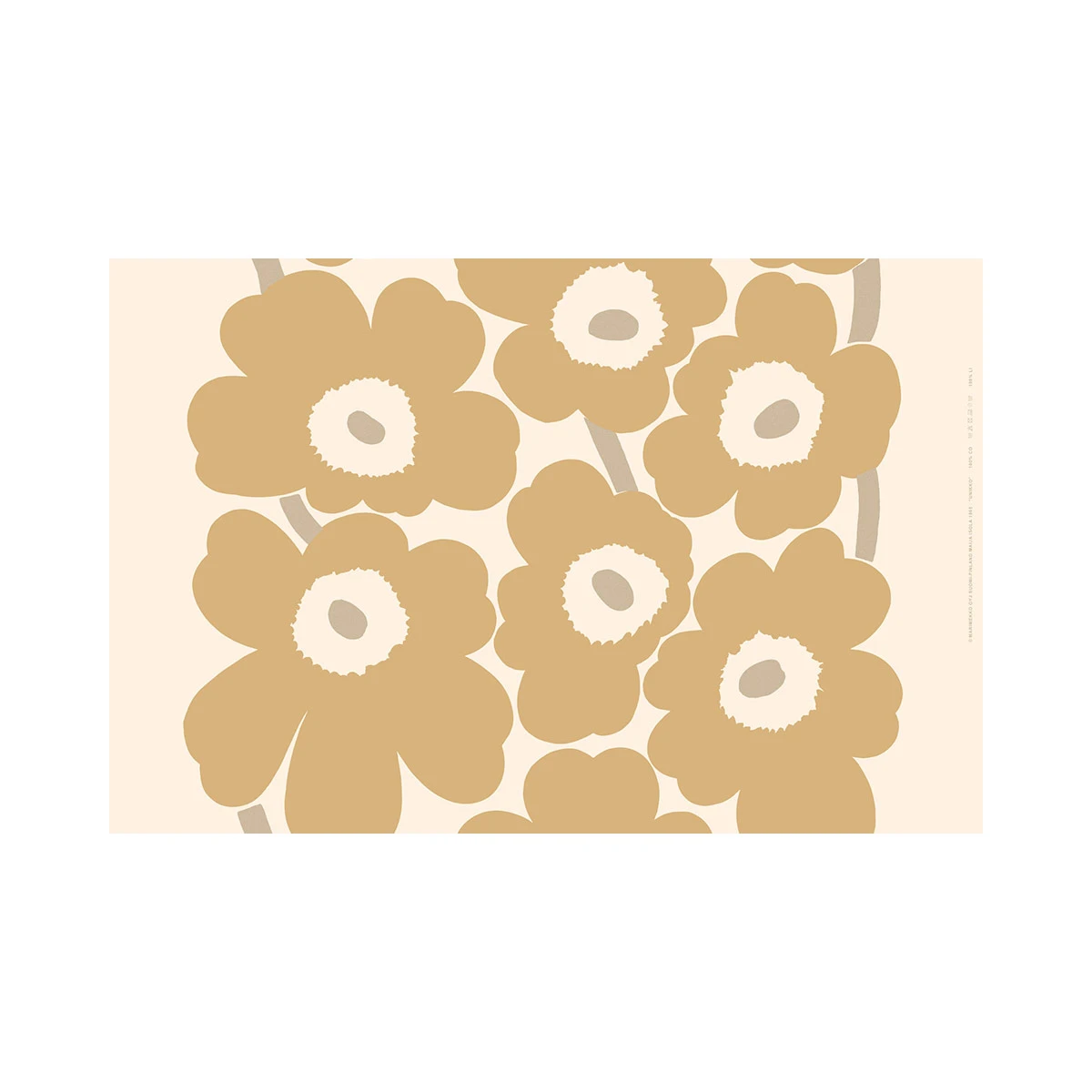 Marimekko Unikko Cotton Sateen Beige / White / Silver Fabric 5 Marimekko Unikko Cotton Sateen Beige / White / Silver Fabric - Image 3