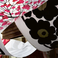 Marimekko Unikko Black / Green Cotton Fabric -home decoration marimekko unikko fabric black white 53