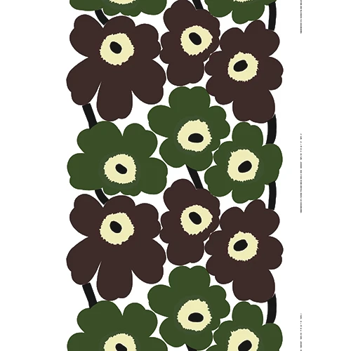 Marimekko Unikko Green / Brown PVC Fabric 3 Marimekko Unikko Green / Brown PVC Fabric