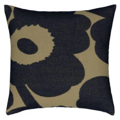 Marimekko Unikko Navy / Olive Large Throw Pillow