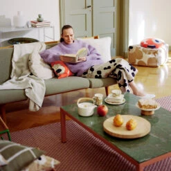 Marimekko Unikko Orange / Beige Heavyweight Large Throw Pillow