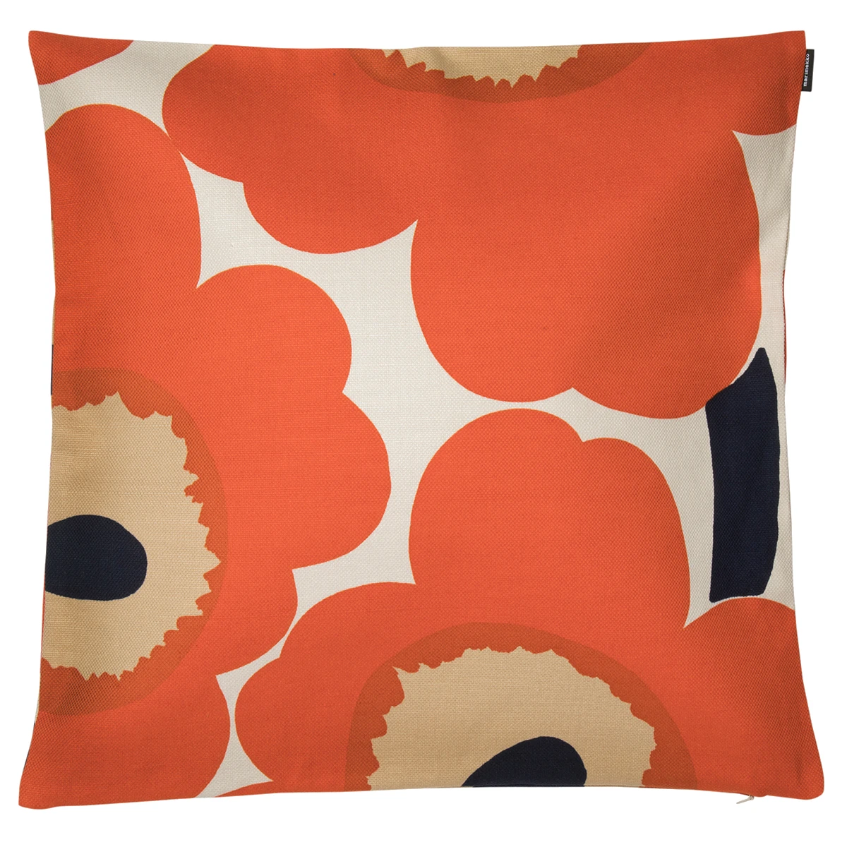 Marimekko Unikko Orange / Beige Heavyweight Large Throw Pillow 4 Marimekko Unikko Orange / Beige Heavyweight Large Throw Pillow - Image 2