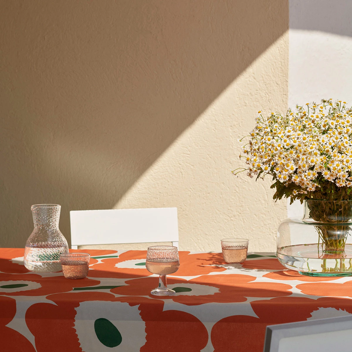 Marimekko Unikko Orange / Off White / Green Cotton Sateen Fabric 5 Marimekko Unikko Orange / Off White / Green Cotton Sateen Fabric - Image 3