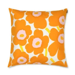 Marimekko Unikko Orange Throw Pillow
