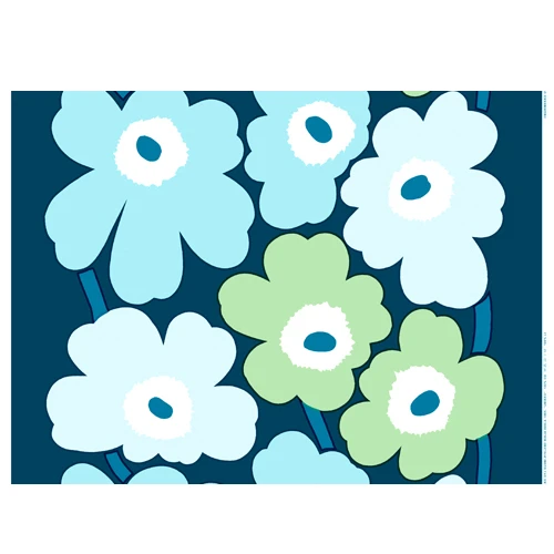 Marimekko Unikko Periwinkle/Mint PVC Fabric 4 Marimekko Unikko Periwinkle/Mint PVC Fabric - Image 2