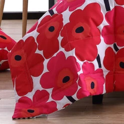 Marimekko Unikko Red / Ajo Black Reversible Full / Queen Blanket