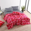 Marimekko Unikko Red / Ajo Black Reversible Twin Blanket -home decoration marimekko unikko red ajo black reversible twin blanket 82