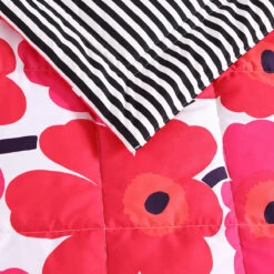 Marimekko Unikko Red / Ajo Black Reversible Twin Blanket -home decoration marimekko unikko red ajo black reversible twin blanket 86